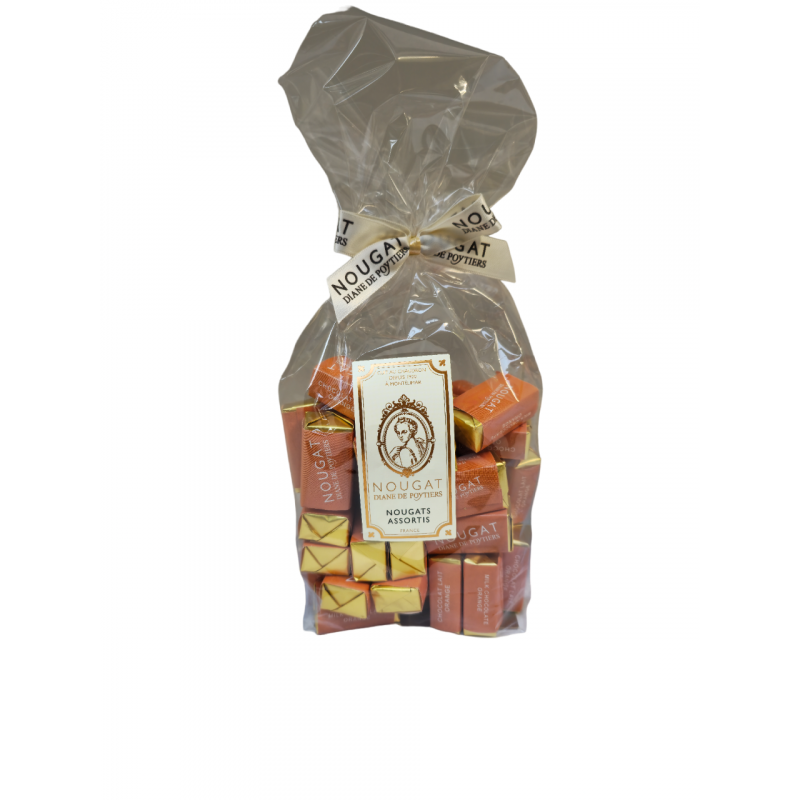 Sachet Nougat de Montélimar - enrobé chocolat lait orange - 400g