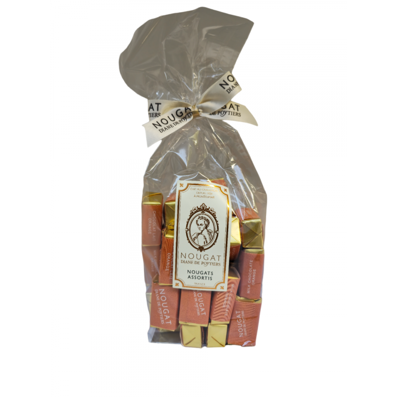 Sachet Nougat de Montélimar - enrobé chocolat lait orange - 600g