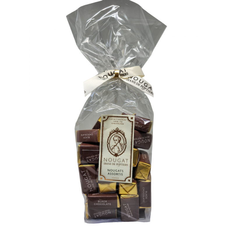 Sachet Nougat de Montélimar - enrobé chocolat noir - 200g