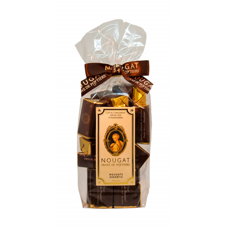 Sachet Nougat de Montélimar - enrobé chocolat noir - 200g