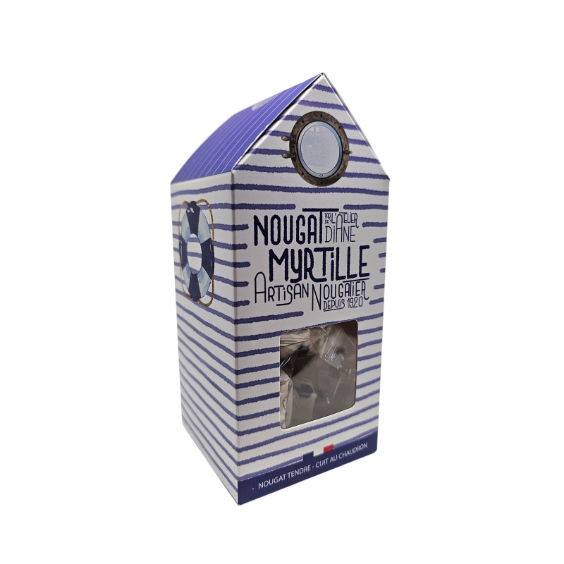 Nougat "Marinière" Myrtille tendre Cabine de plage - 120g